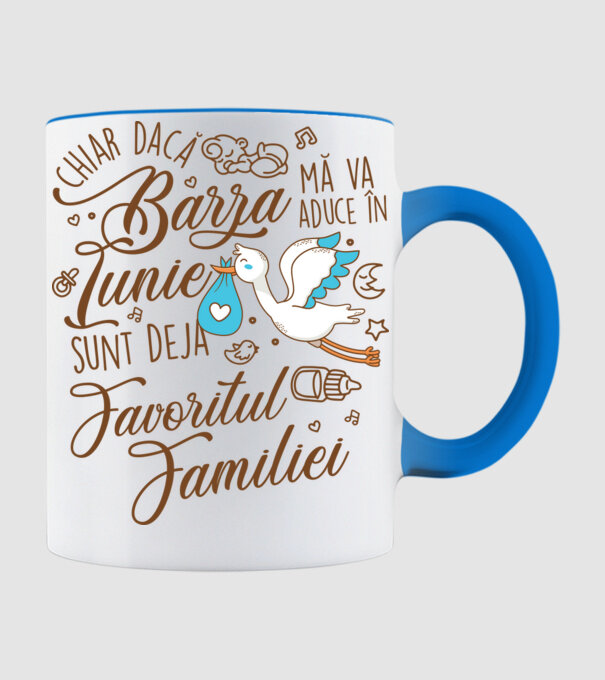 Favoritul familiei IUNIE model albastru deschis pe tricou
