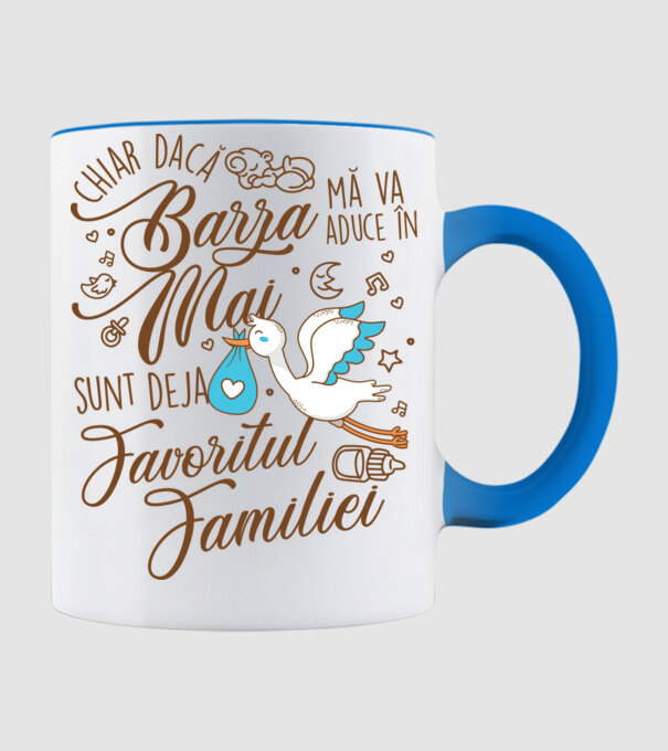 Favoritul familiei MAI model albastru deschis pe tricou