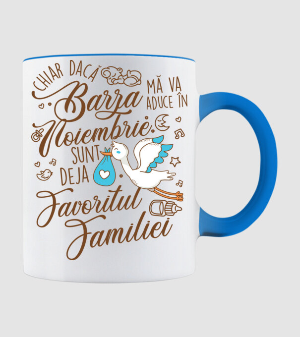 Favoritul familiei NOIEMBRIE model albastru deschis pe tricou