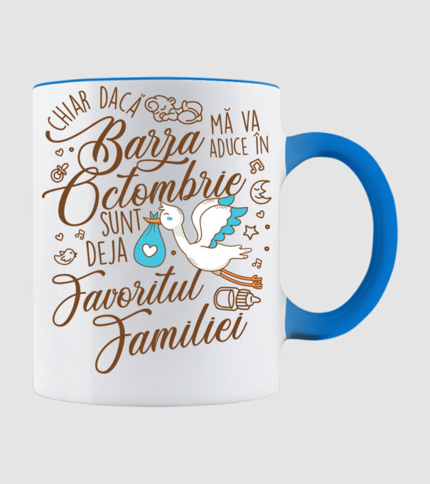 Favoritul familiei OCTOMBRIE model albastru deschis pe tricou