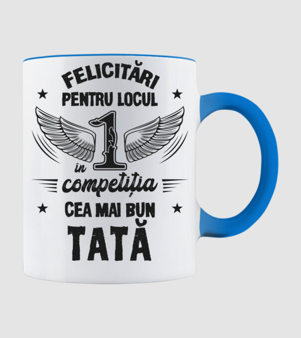 Felicitări pentru locul 1 în competiția Cel mai bun tată! model albastru deschis pe tricou