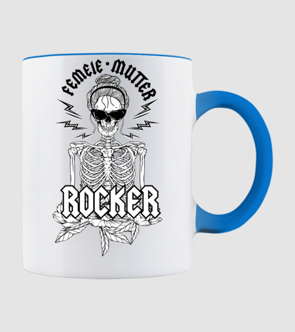 femeie - mutter - rocker model albastru deschis pe tricou