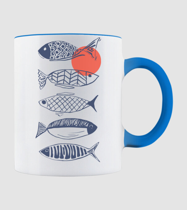 Fish model albastru deschis pe tricou