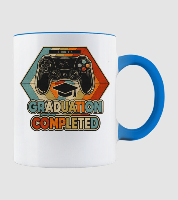 Graduatuion completed retro model albastru deschis pe tricou