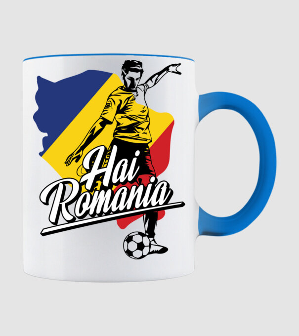 Hai romania fotbal model albastru deschis pe tricou
