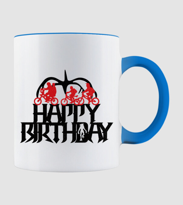 happy birthday stranger things model albastru deschis pe tricou