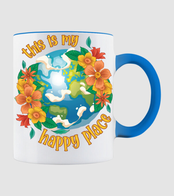 Happy Place model albastru deschis pe tricou