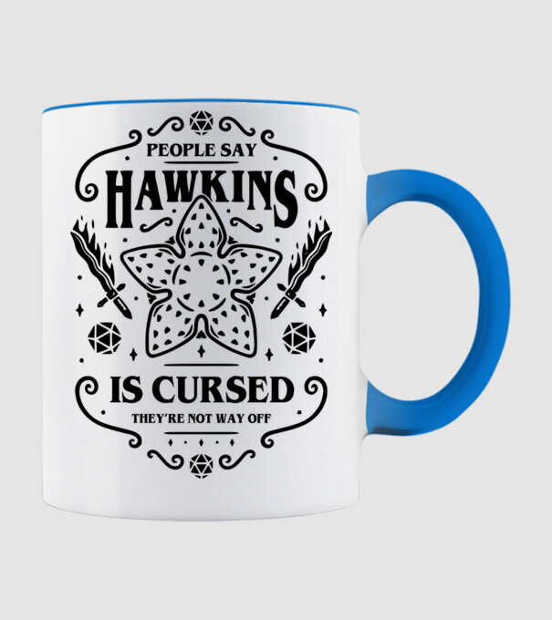 hawkins is cursed model albastru deschis pe tricou