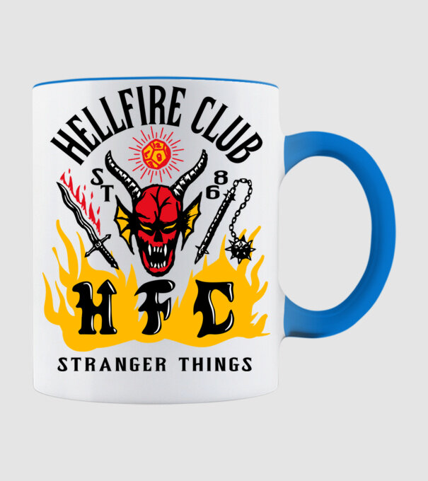 hellfire club 86 stranger things model albastru deschis pe tricou