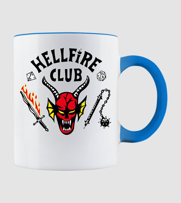 HELLFIRE CLUB model albastru deschis pe tricou