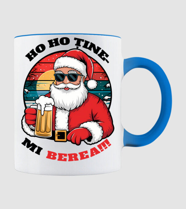 Ho ho ține mi berea! alb model albastru deschis pe tricou