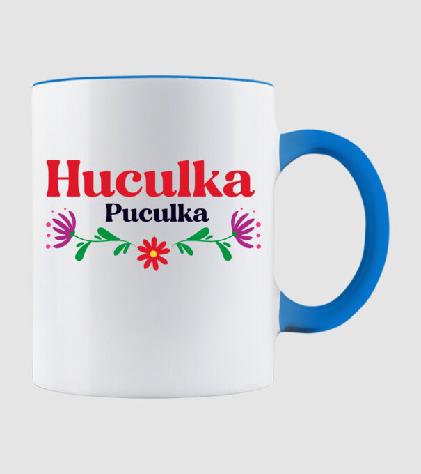 Huculka Puculka model albastru deschis pe tricou