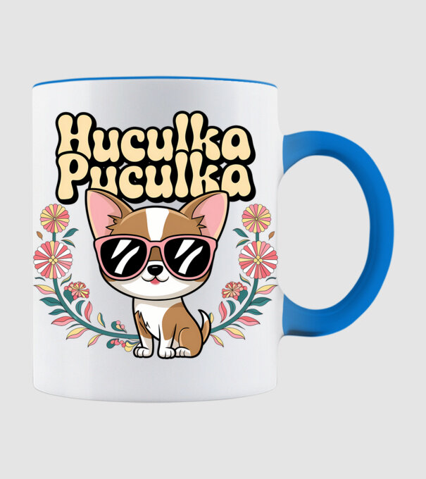 Huculka Puculka câine 1 model albastru deschis pe tricou