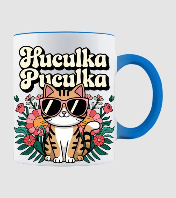 Huculka Puculka pisică 3 model albastru deschis pe tricou