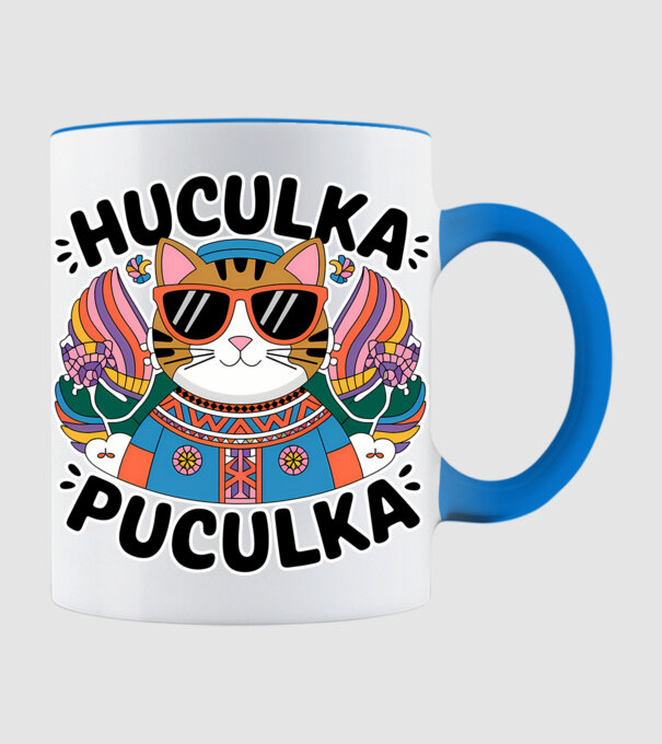 Huculka Puculka pisică 3 model albastru deschis pe tricou