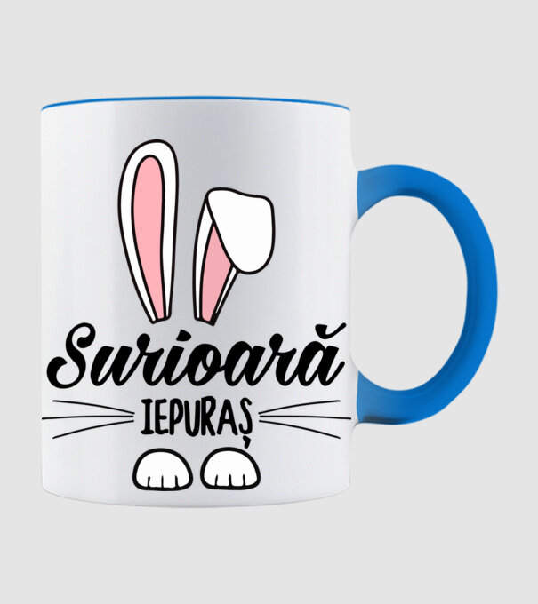 Iepuraș surioară model albastru deschis pe tricou