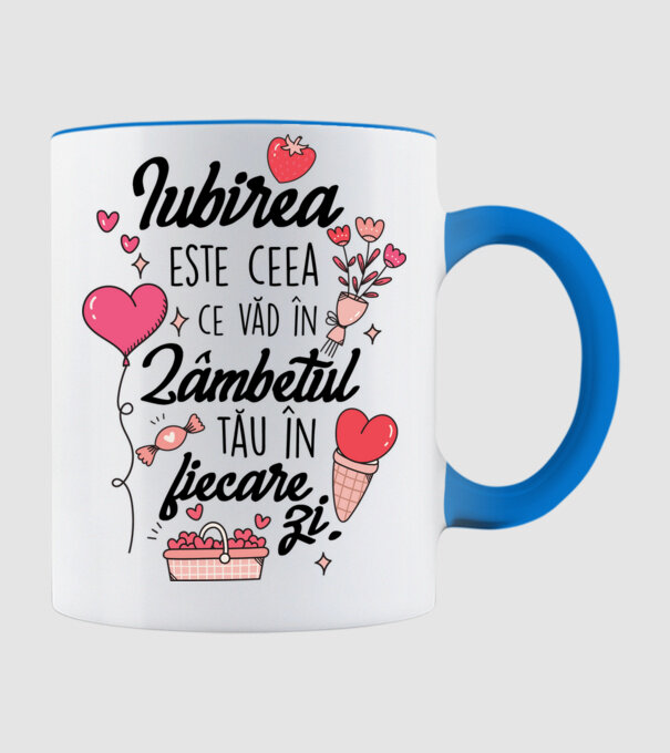 Iubirea-este-ceea -e văd în-zâmbetul-tău în fiecare zi model albastru deschis pe tricou