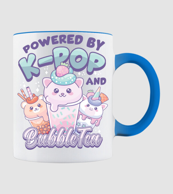 K-POP BUBBLE TEA model albastru deschis pe tricou