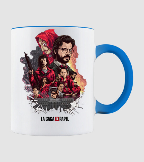la casa de papel poster theme model albastru deschis pe tricou