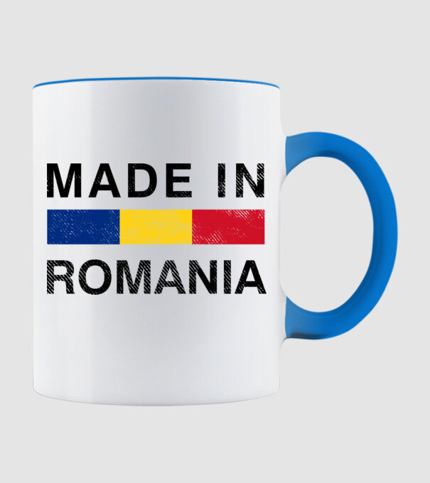 made in romania model albastru deschis pe tricou