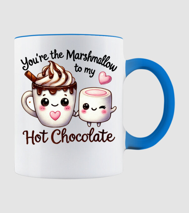 Marshmallow to my Hot Chocolate model albastru deschis pe tricou