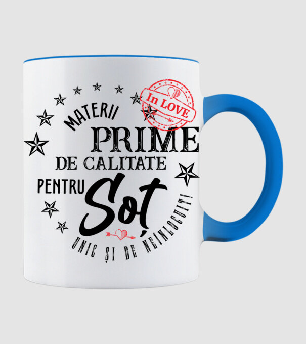 Materii prime de calitate pentru soț model albastru deschis pe tricou