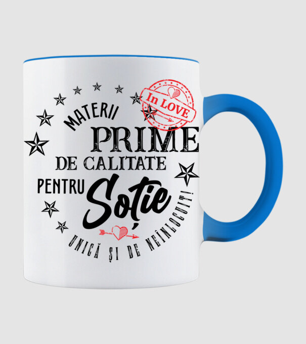 Materii prime de calitate pentru soție model albastru deschis pe tricou