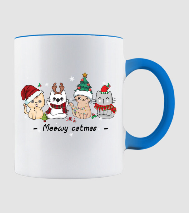Meowy catmas 2 model albastru deschis pe tricou