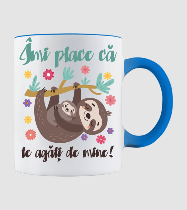Îmi place să mă agăț de tine! Te iubesc mamă! model albastru deschis pe tricou