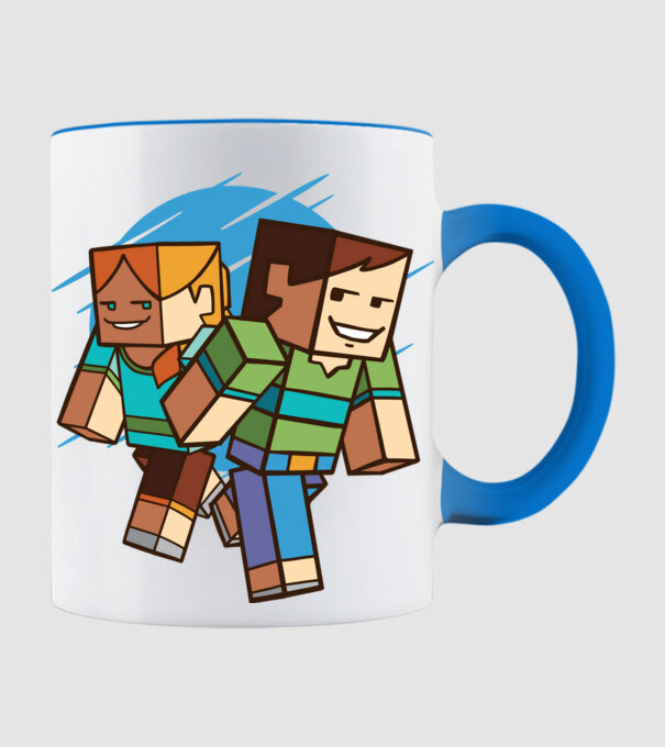 Minecraft model albastru deschis pe tricou