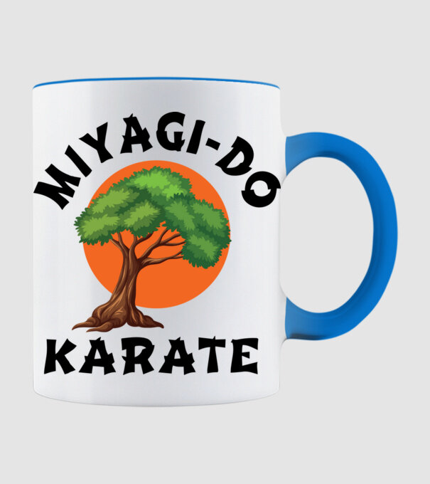 Miyagi-do karate logo model albastru deschis pe tricou