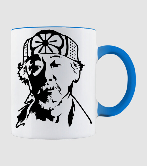 Miyagi head cobra kai model albastru deschis pe tricou