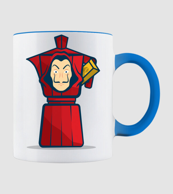 money heist coffee model albastru deschis pe tricou