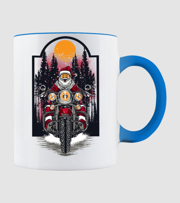 Motor santa model albastru deschis pe tricou