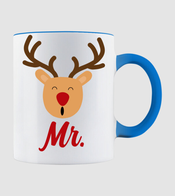 Mr. Reindeer Christmas couple model albastru deschis pe tricou