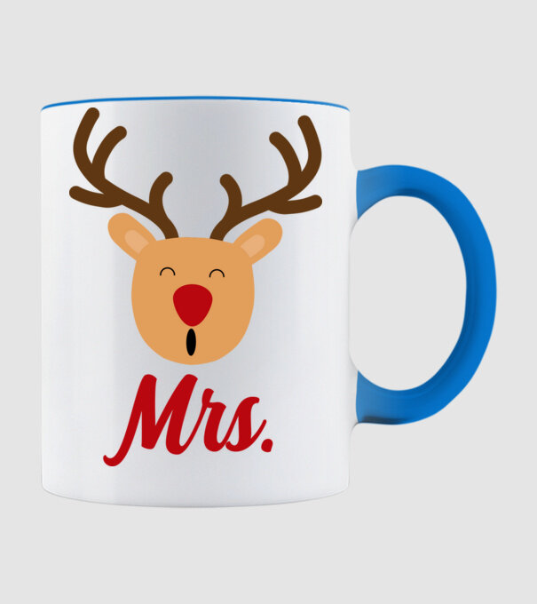 Mrs Reindeer christmas couple model albastru deschis pe tricou