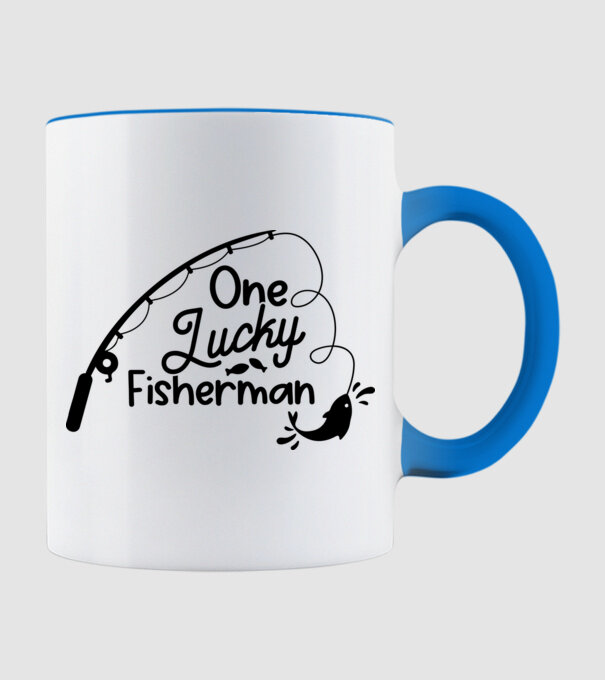 One lucky Fisherman model albastru deschis pe tricou