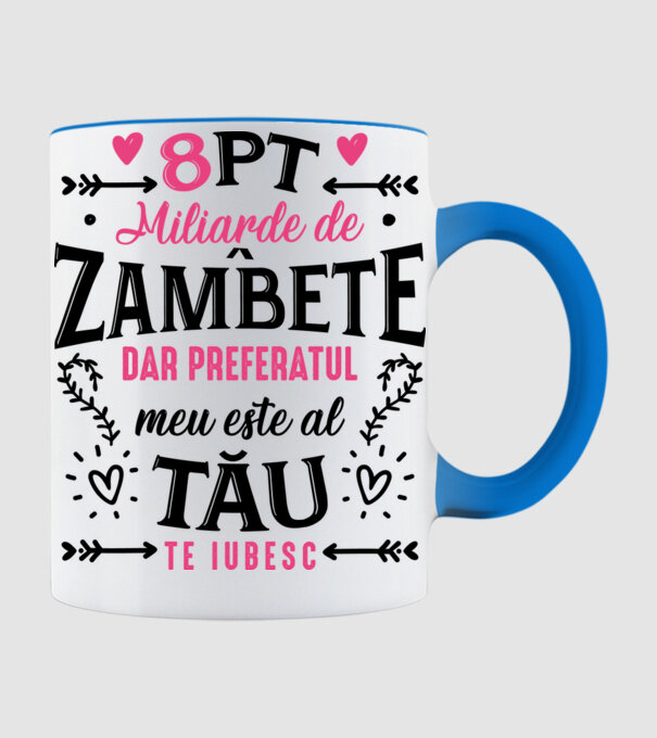 Opt miliarde de zâmbete model albastru deschis pe tricou