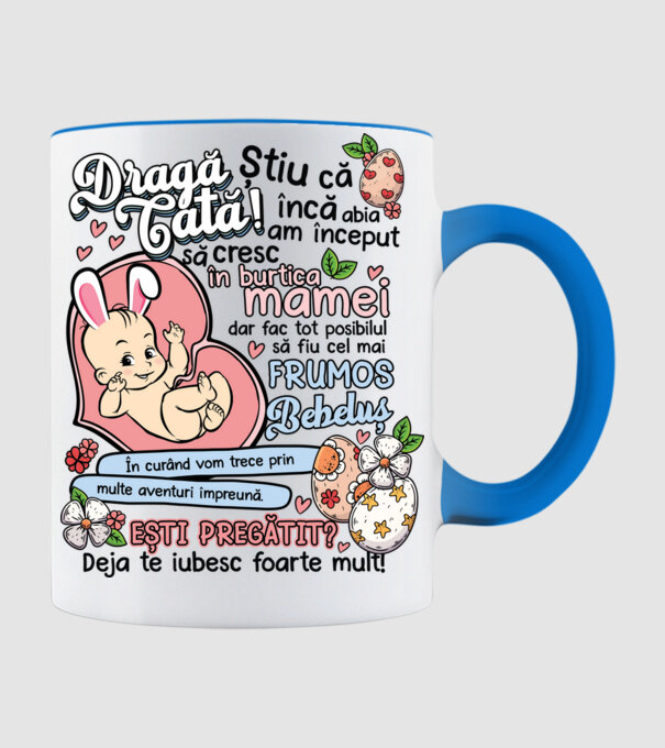 Paști Dragă tată model albastru deschis pe tricou