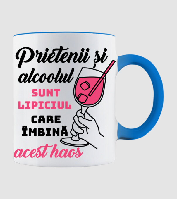 Prietenii și alcoolul sunt lipiciul care îmbină acest haos model albastru deschis pe tricou