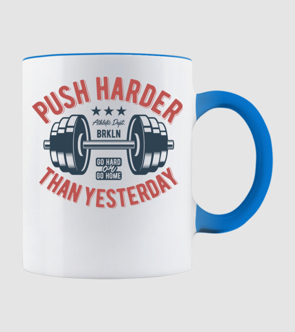 push harder model albastru deschis pe tricou