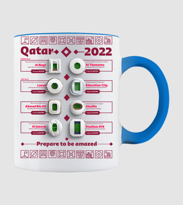 Qatar 2022 Stadiums white model albastru deschis pe tricou