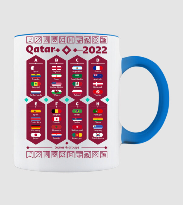 Qatar 2022 teams - groups white model albastru deschis pe tricou