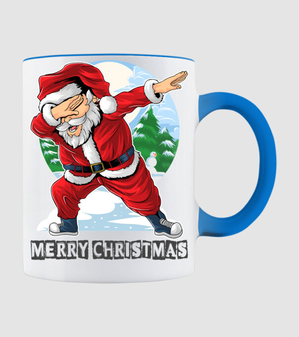 Santa merry christmas model albastru deschis pe tricou