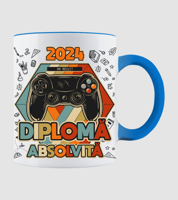 școala generală diplomă model albastru deschis pe tricou