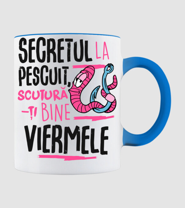 Secretul la pescuit scutură-ți bine viermele model albastru deschis pe tricou