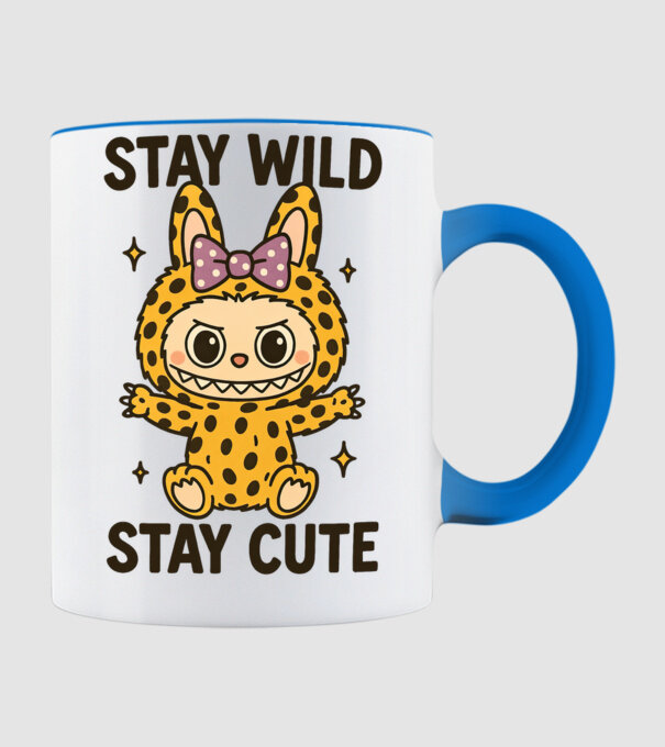 Stay wild - Labubu model albastru deschis pe tricou