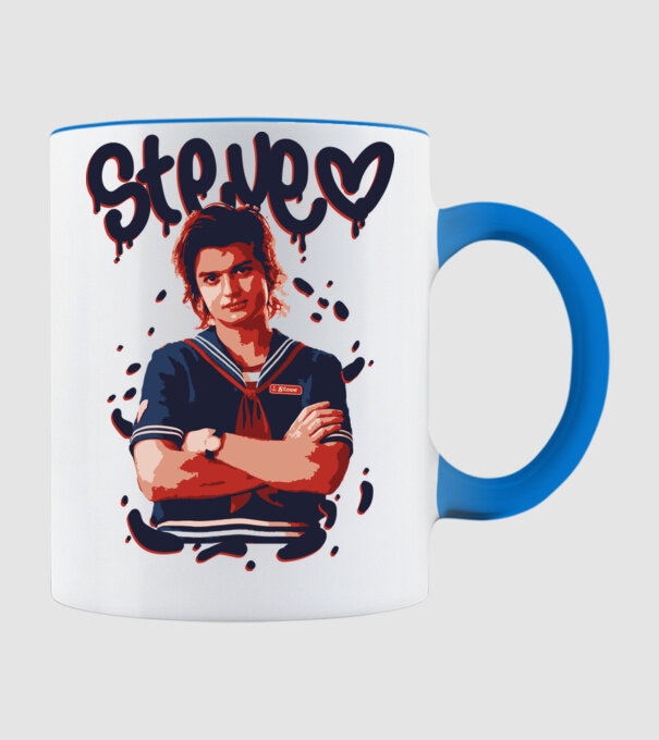 steve stranger things model albastru deschis pe tricou
