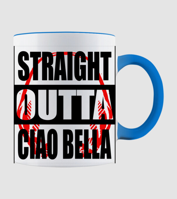 straight outta bella ciao model albastru deschis pe tricou