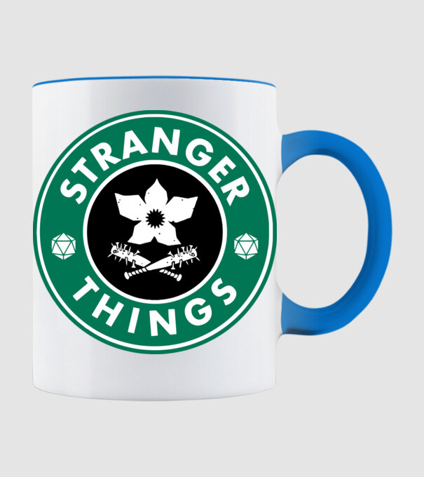 stranger things starbucks model albastru deschis pe tricou
